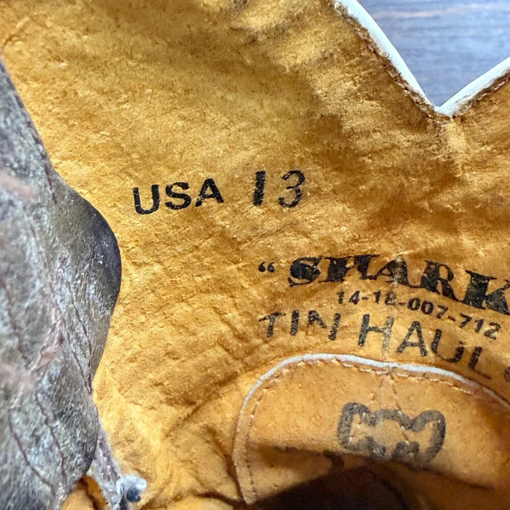 Tin Haul Sharky Cowboy Boots Boys Size 13 Brown Leather Shark Teeth Mouth
